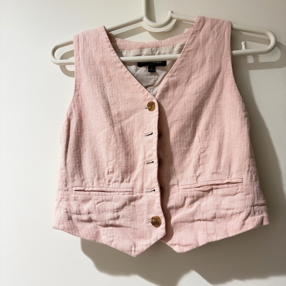 Banana Republic Pink Linen Suit Vest Women